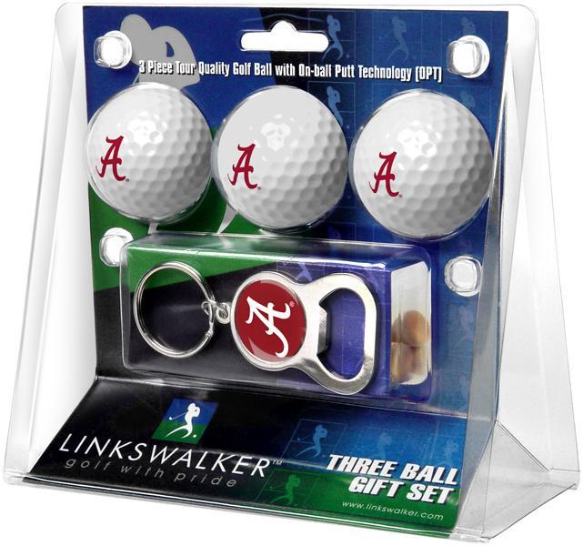 Alabama Crimson Tide - 3 Ball Gift Pack with Key Chain Bottle Opener - Linkswalkerdirect