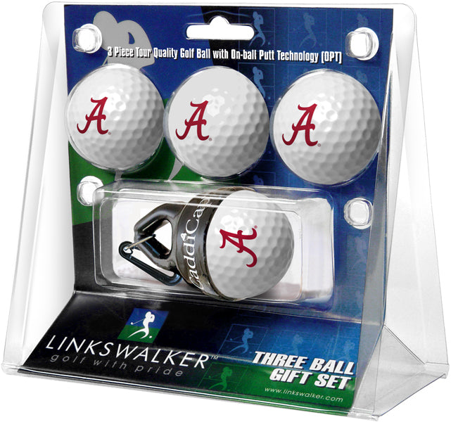 Alabama Crimson Tide - 4 Golf Ball Gift Pack with CaddiCap Ball Holder