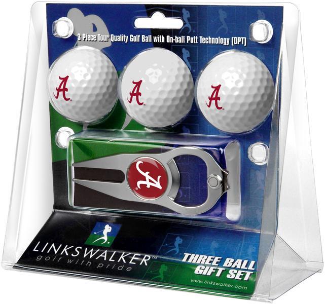 Alabama Crimson Tide - 3 Ball Gift Pack with Hat Trick Divot Tool - Linkswalkerdirect