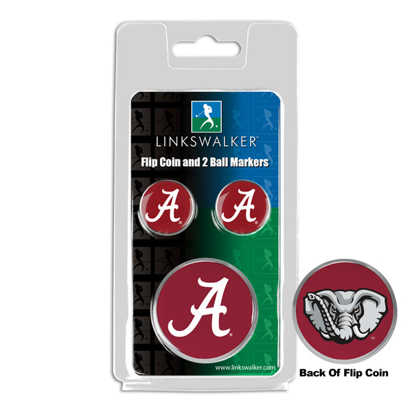 Alabama Crimson Tide - Flip Coin and 2 Golf Ball Marker Pack