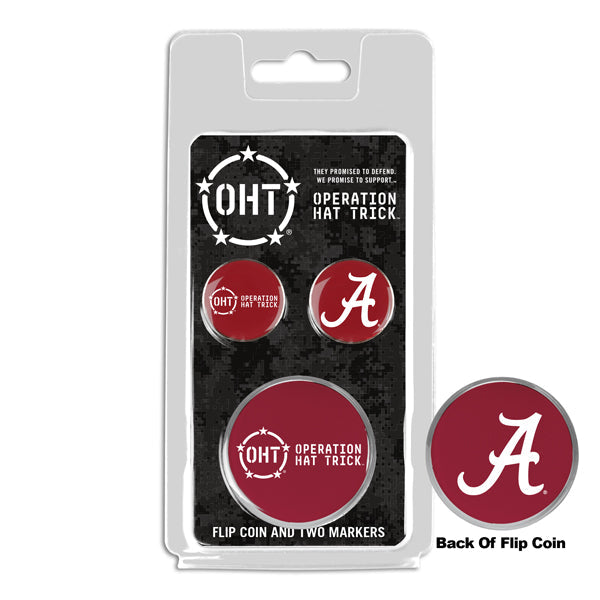 Alabama Crimson Tide OHT Flip Decision Heads/Tails Coin and 2 Golf Ball Marker Pack