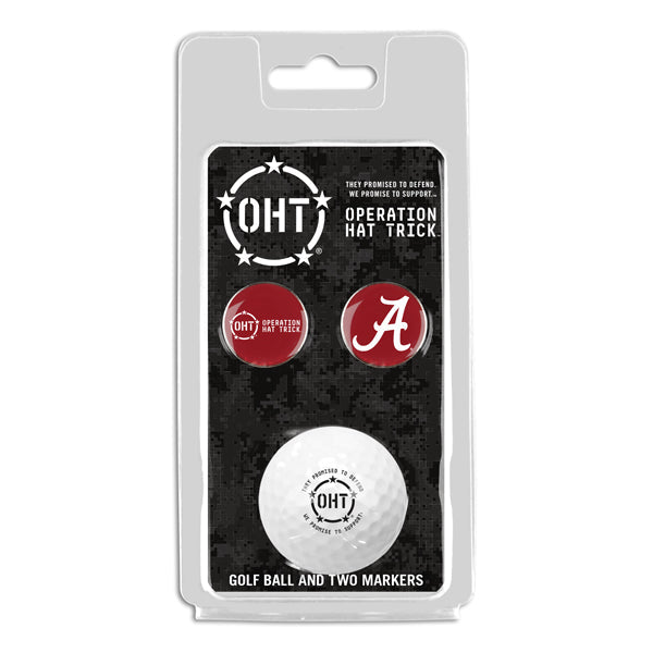 Alabama Crimson Tide OHT Regulation Size Golf Ball Gift Pack with 2 Metal Ball Markers