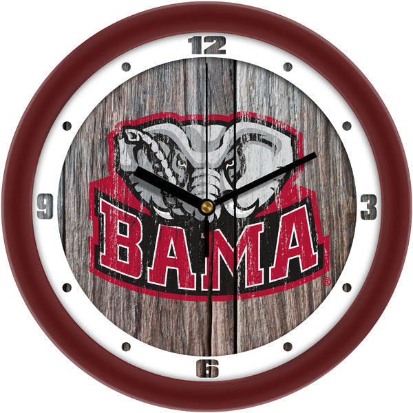 Alabama Crimson Tide - Weathered Wood Wall Clock